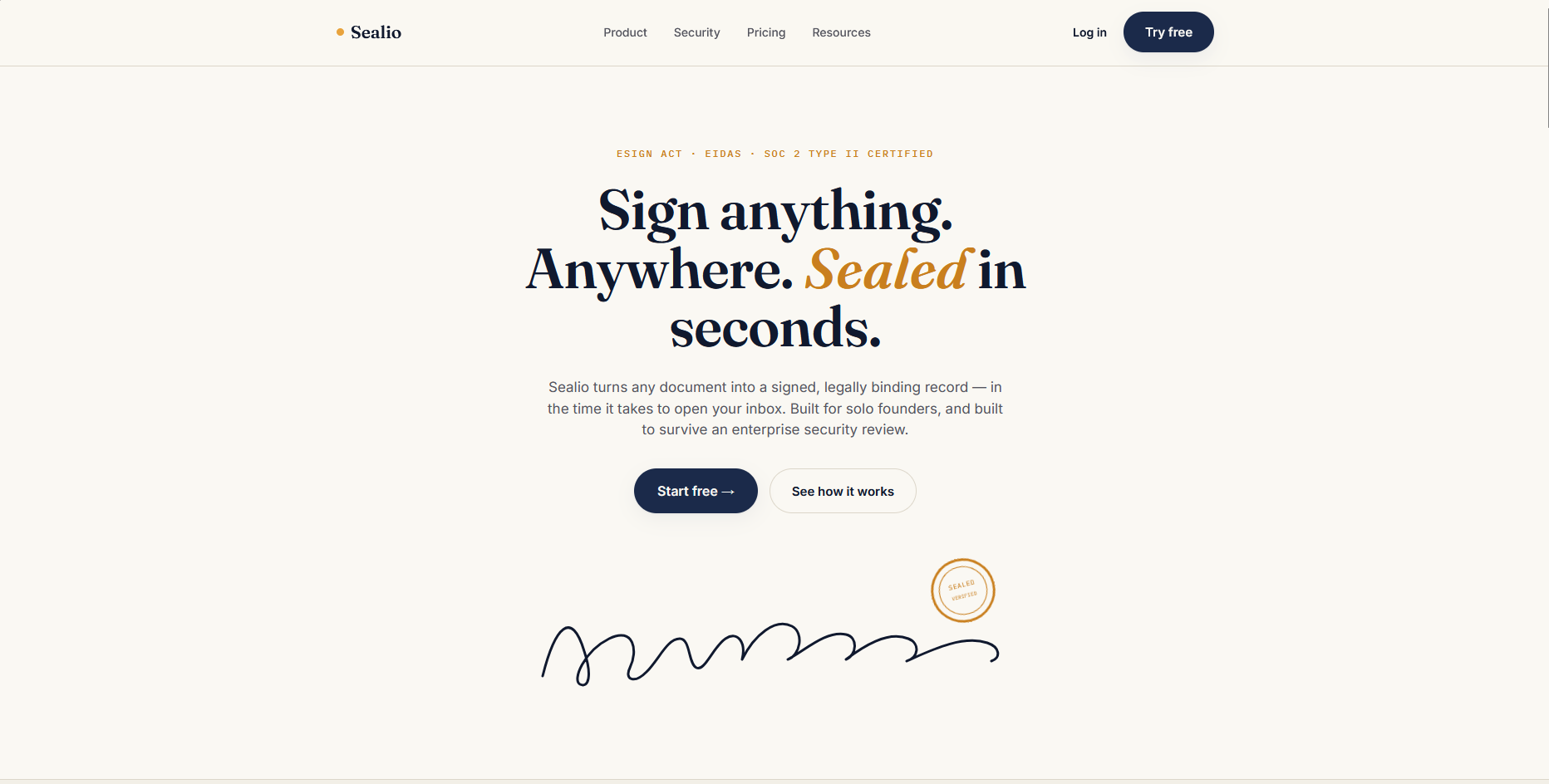 Sealio eSignature SaaS Website